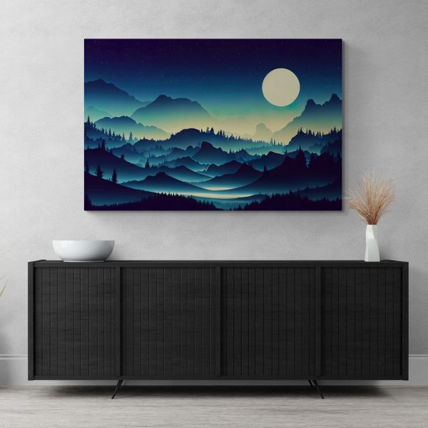 Pun mjesec, Planinski krajolik, Ilustracija